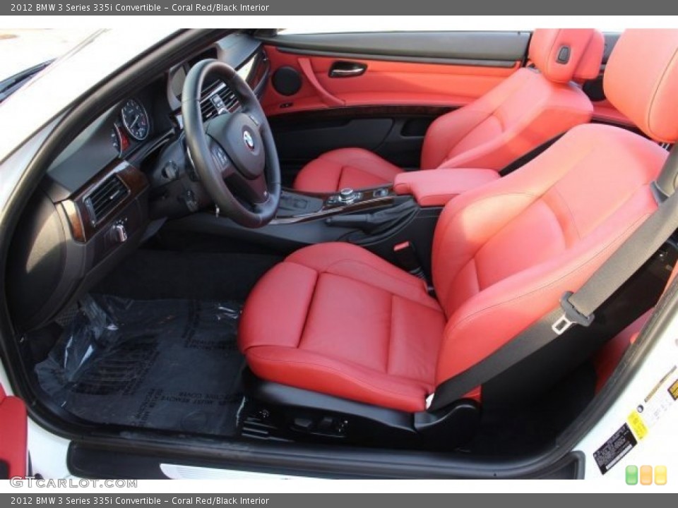 Coral Red/Black Interior Front Seat for the 2012 BMW 3 Series 335i Convertible #102280883