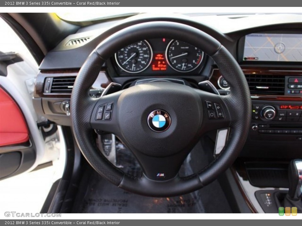 Coral Red/Black Interior Steering Wheel for the 2012 BMW 3 Series 335i Convertible #102281144