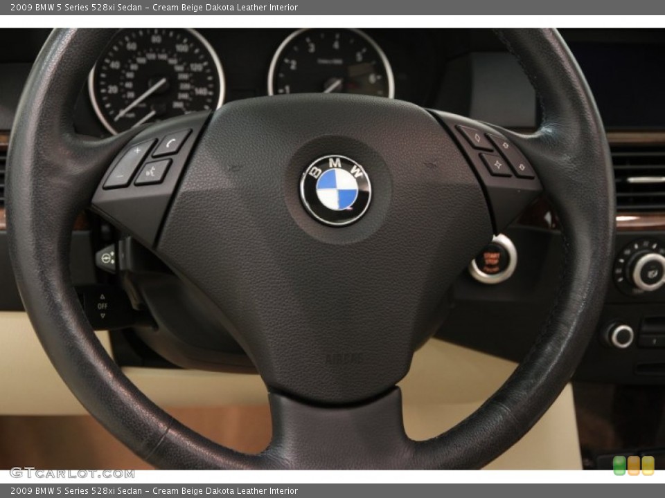 Cream Beige Dakota Leather Interior Steering Wheel for the 2009 BMW 5 Series 528xi Sedan #102300499