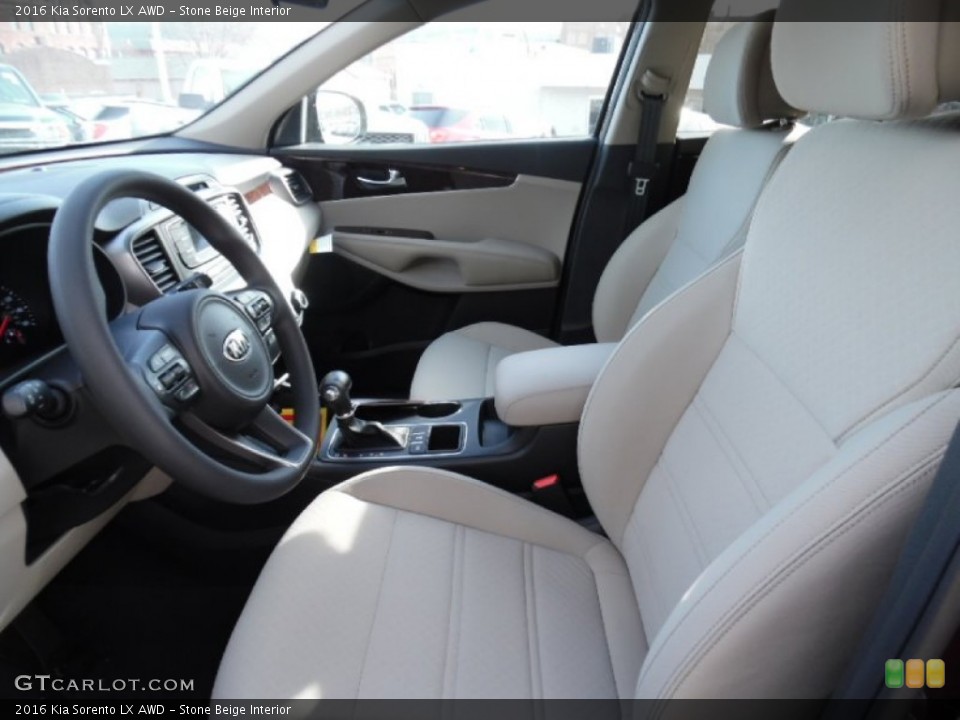 Stone Beige Interior Front Seat for the 2016 Kia Sorento LX AWD #102361364