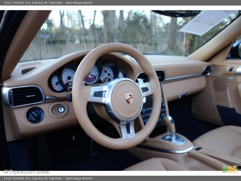 Sand Beige Interior Steering Wheel for the 2012 Porsche 911 Carrera 4S Cabriolet #102388928