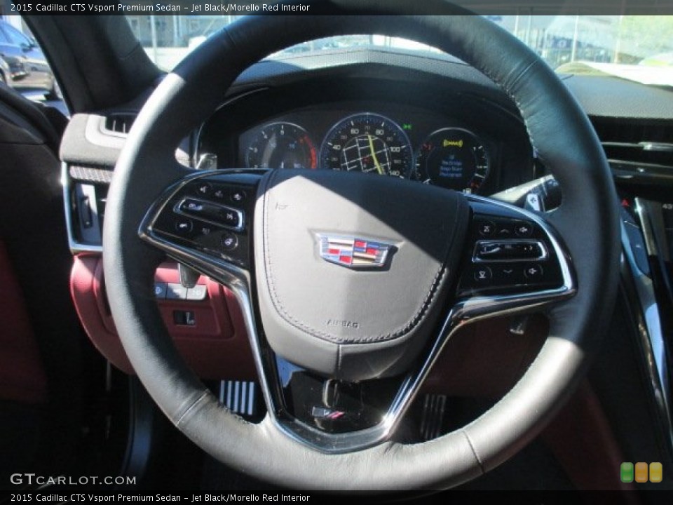 Jet Black/Morello Red Interior Steering Wheel for the 2015 Cadillac CTS Vsport Premium Sedan #102412678