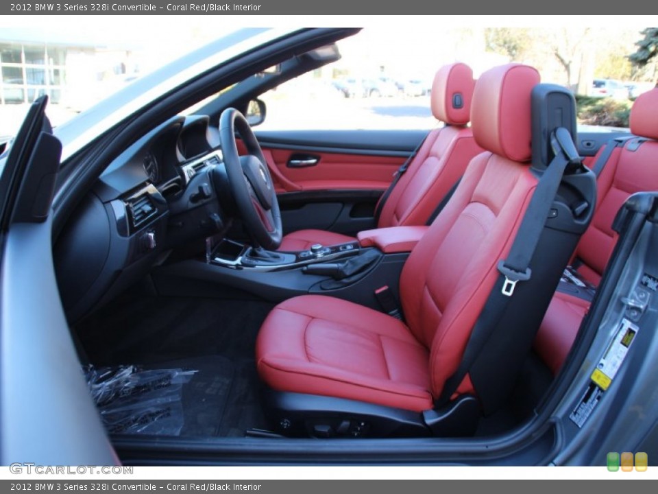 Coral Red/Black Interior Front Seat for the 2012 BMW 3 Series 328i Convertible #102474066