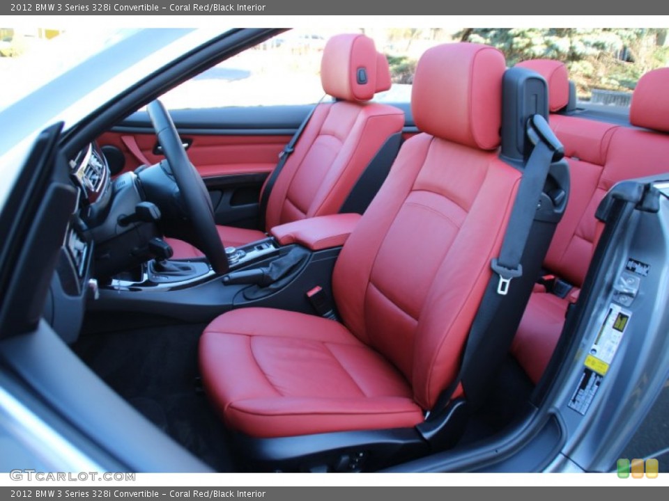 Coral Red/Black Interior Front Seat for the 2012 BMW 3 Series 328i Convertible #102474111