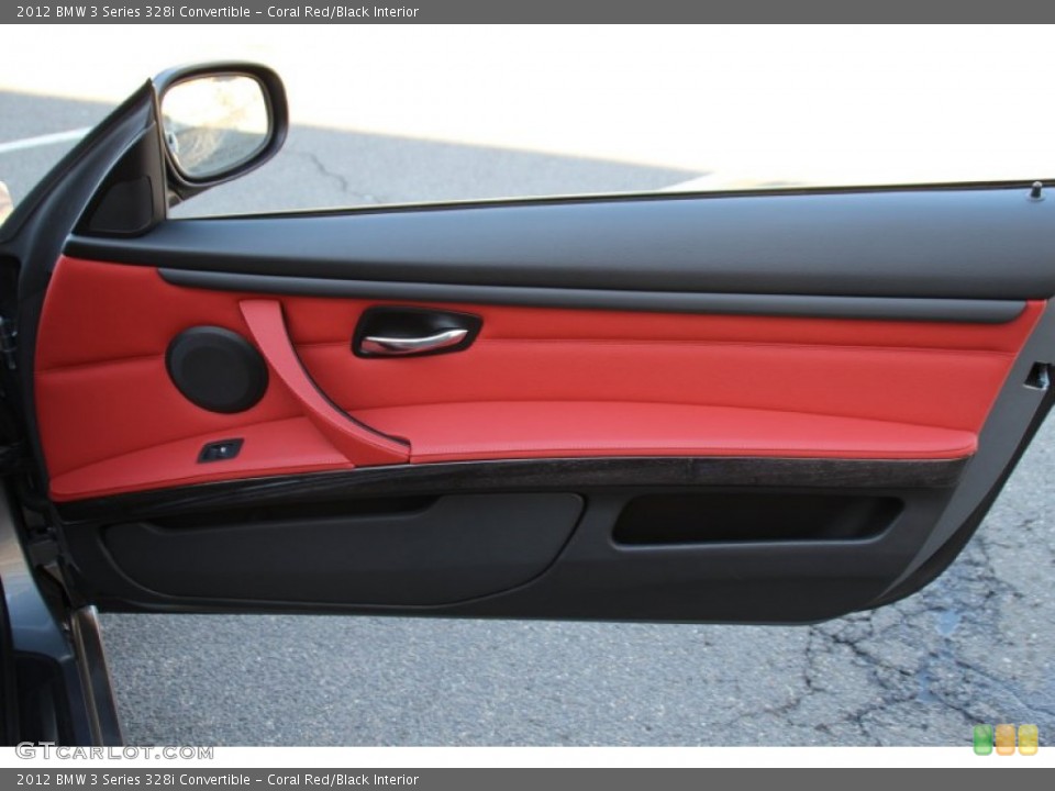 Coral Red/Black Interior Door Panel for the 2012 BMW 3 Series 328i Convertible #102474348