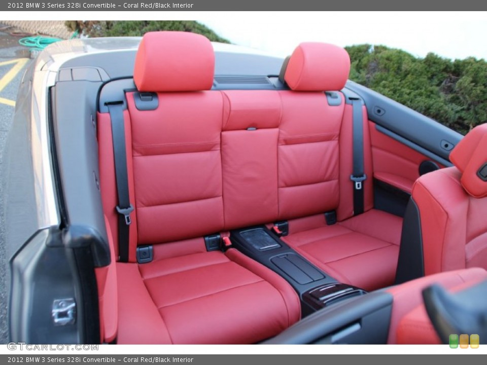 Coral Red/Black Interior Rear Seat for the 2012 BMW 3 Series 328i Convertible #102474366