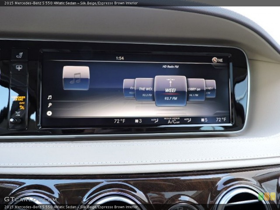 Silk Beige/Espresso Brown Interior Controls for the 2015 Mercedes-Benz S 550 4Matic Sedan #102518009