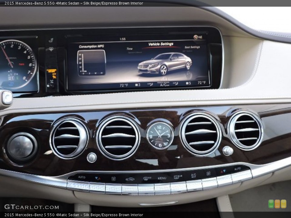 Silk Beige/Espresso Brown Interior Controls for the 2015 Mercedes-Benz S 550 4Matic Sedan #102518090