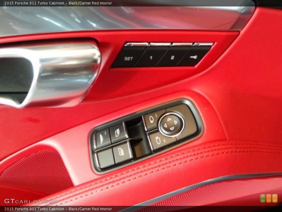 Black/Garnet Red Interior Controls for the 2015 Porsche 911 Turbo Cabriolet #102522761