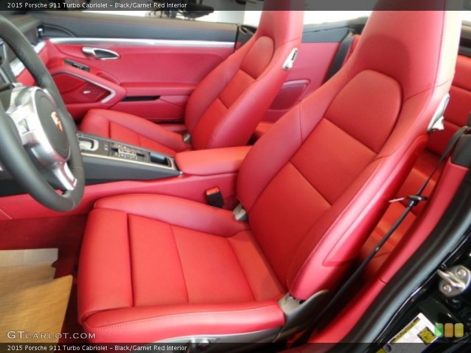 Black/Garnet Red Interior Front Seat for the 2015 Porsche 911 Turbo Cabriolet #102522791