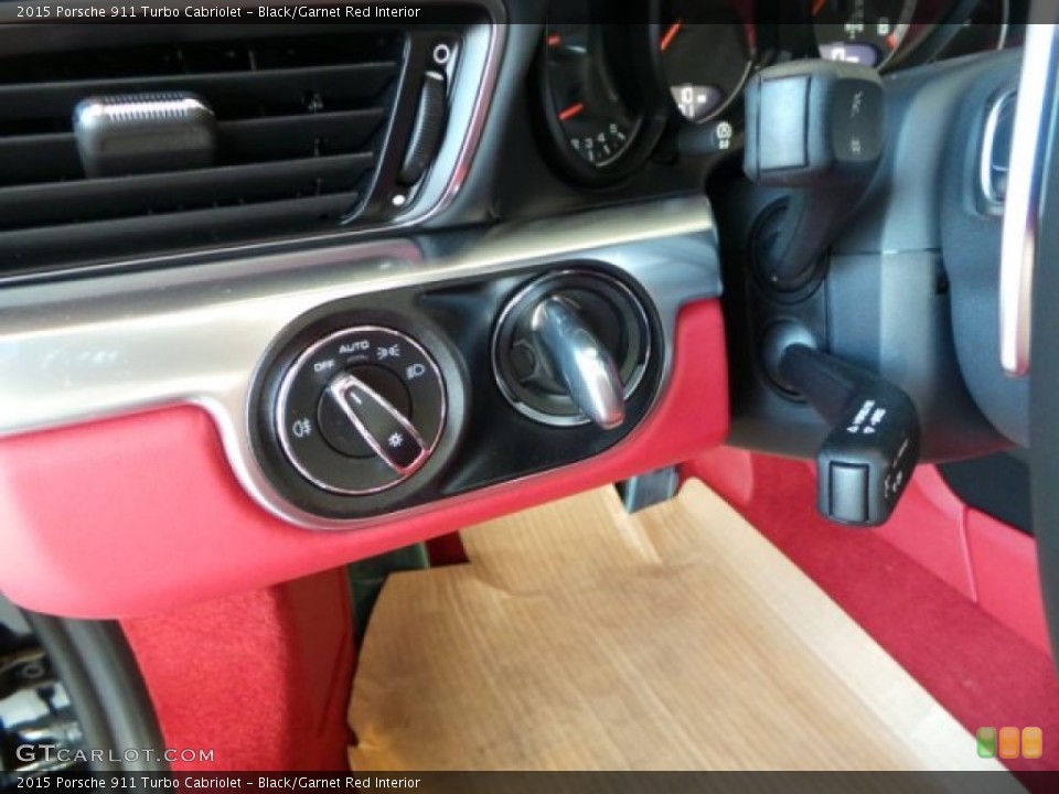 Black/Garnet Red Interior Controls for the 2015 Porsche 911 Turbo Cabriolet #102522836