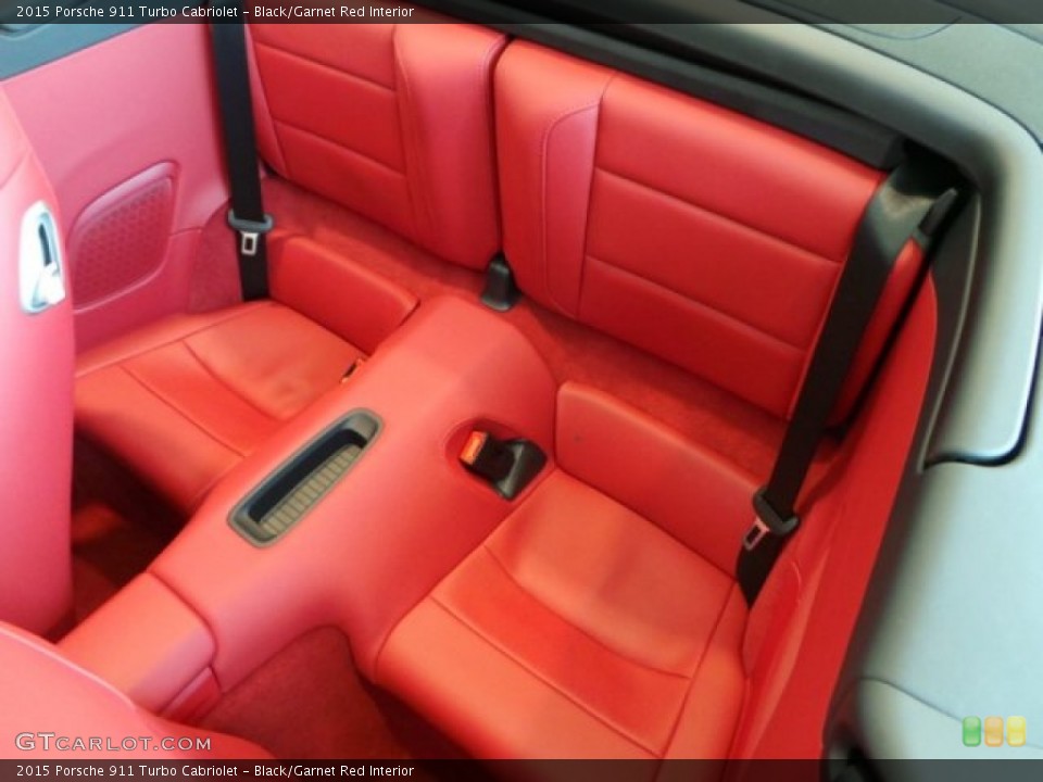 Black/Garnet Red Interior Rear Seat for the 2015 Porsche 911 Turbo Cabriolet #102523025