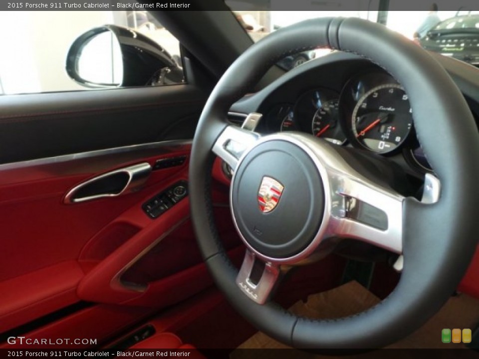 Black/Garnet Red Interior Steering Wheel for the 2015 Porsche 911 Turbo Cabriolet #102523043