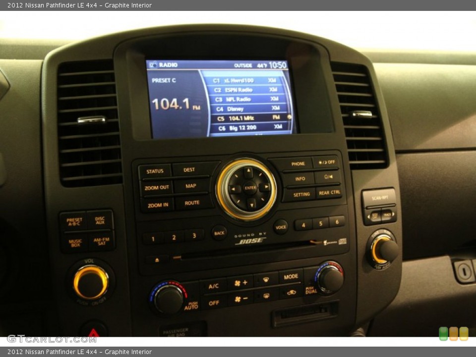 Graphite Interior Controls for the 2012 Nissan Pathfinder LE 4x4 #102530093