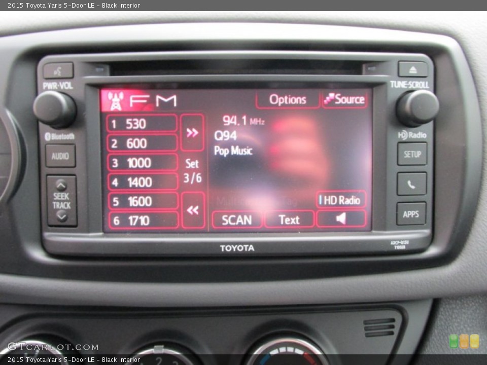 Black Interior Controls for the 2015 Toyota Yaris 5-Door LE #102578506
