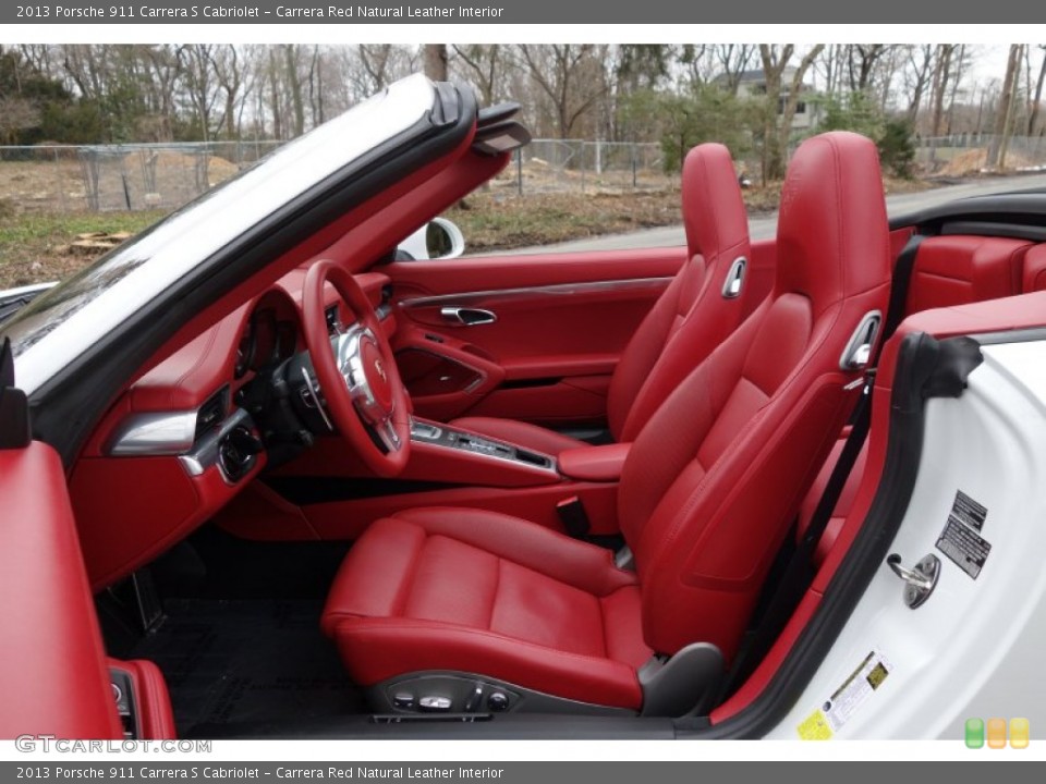 Carrera Red Natural Leather Interior Front Seat for the 2013 Porsche 911 Carrera S Cabriolet #102590258