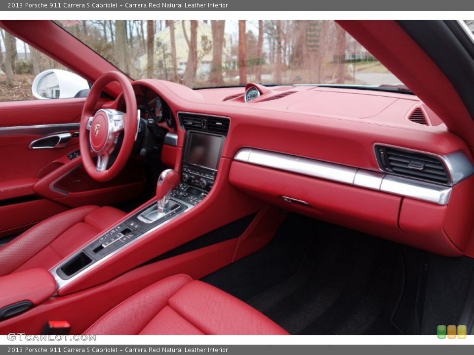 Carrera Red Natural Leather Interior Dashboard for the 2013 Porsche 911 Carrera S Cabriolet #102590302