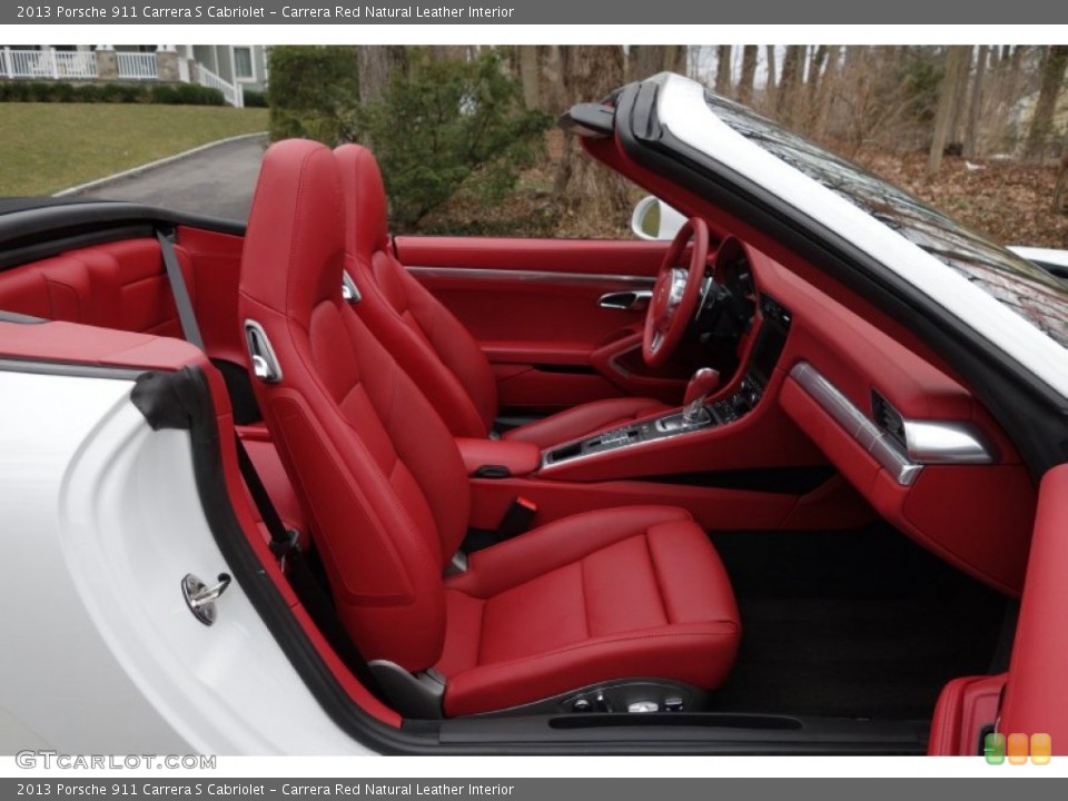 Carrera Red Natural Leather Interior Front Seat for the 2013 Porsche 911 Carrera S Cabriolet #102590321