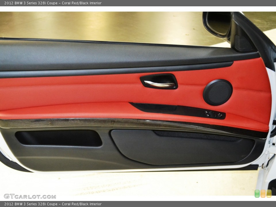 Coral Red/Black Interior Door Panel for the 2012 BMW 3 Series 328i Coupe #102634240