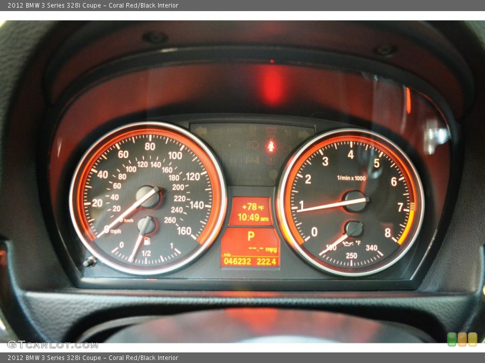 Coral Red/Black Interior Gauges for the 2012 BMW 3 Series 328i Coupe #102634960