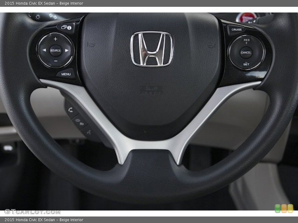 Beige Interior Steering Wheel for the 2015 Honda Civic EX Sedan #102641888