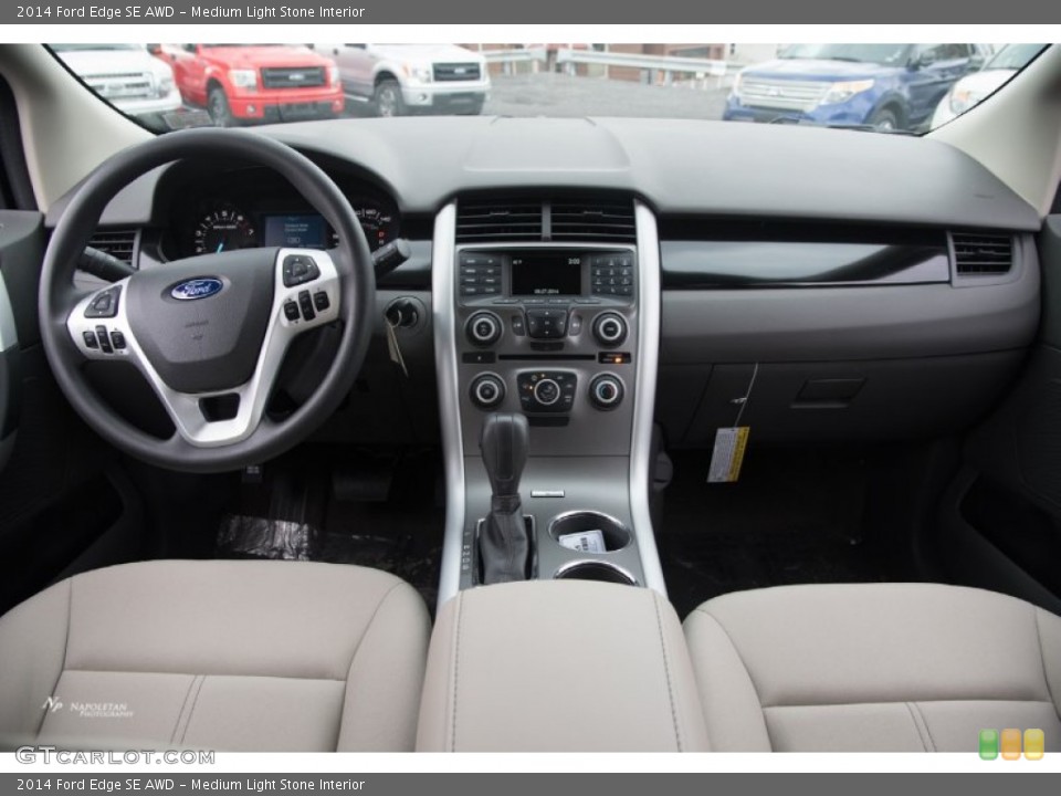 Medium Light Stone Interior Dashboard for the 2014 Ford Edge SE AWD #102654460
