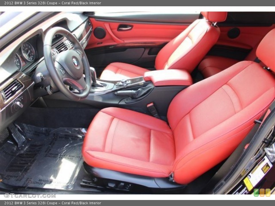 Coral Red/Black Interior Front Seat for the 2012 BMW 3 Series 328i Coupe #102700355