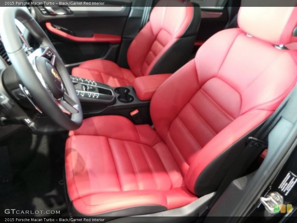 Black/Garnet Red Interior Front Seat for the 2015 Porsche Macan Turbo #102779258