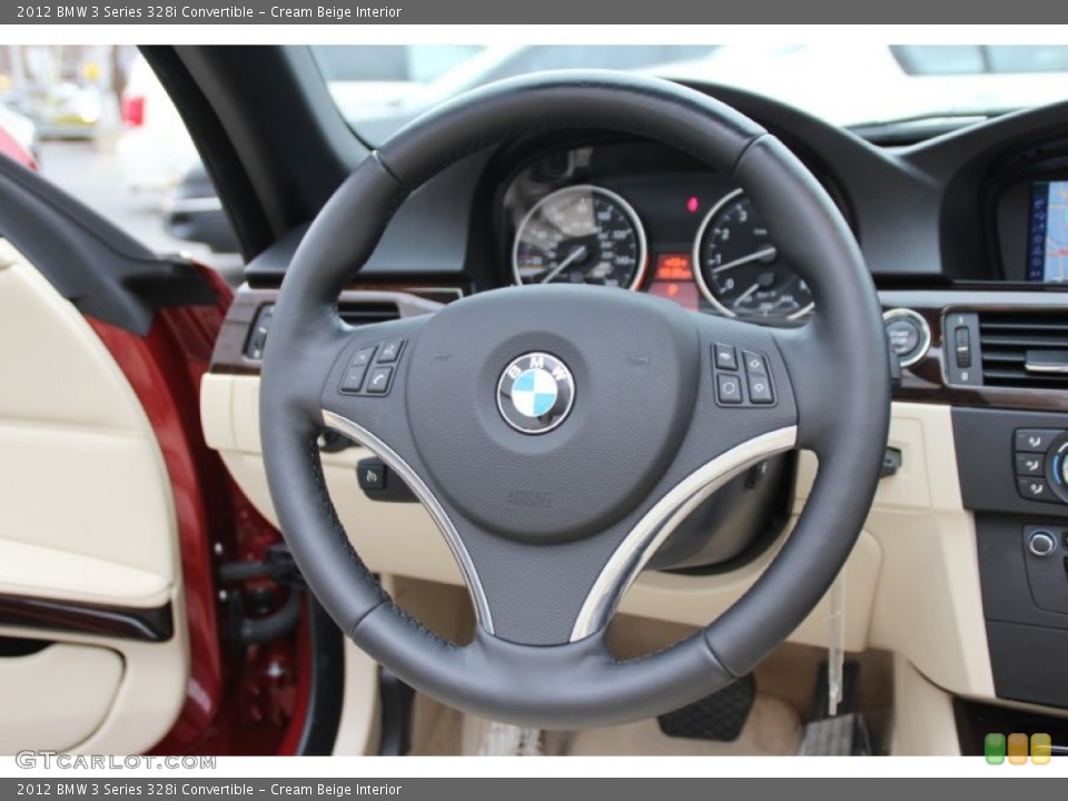 Cream Beige Interior Steering Wheel for the 2012 BMW 3 Series 328i Convertible #102978364