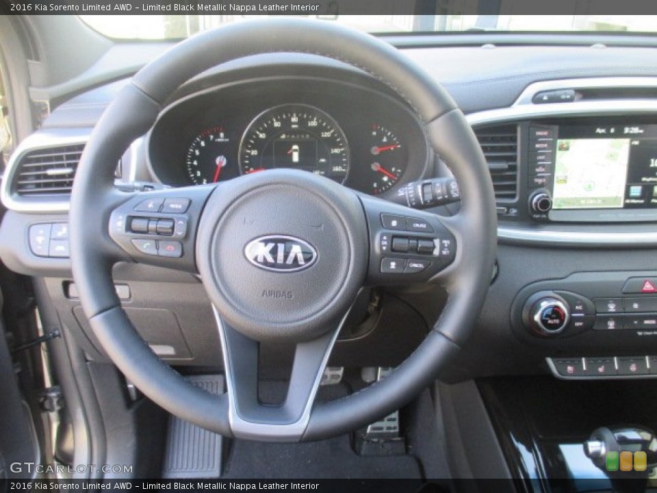 Limited Black Metallic Nappa Leather Interior Steering Wheel for the 2016 Kia Sorento Limited AWD #103003557