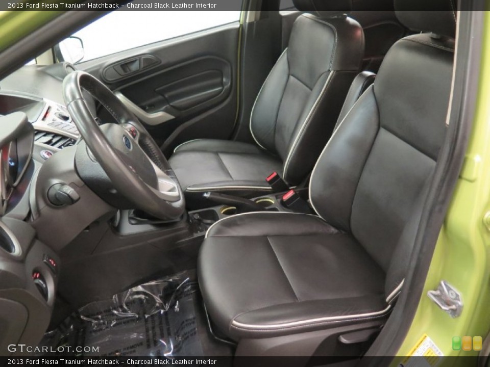 Charcoal Black Leather Interior Front Seat for the 2013 Ford Fiesta Titanium Hatchback #103025883