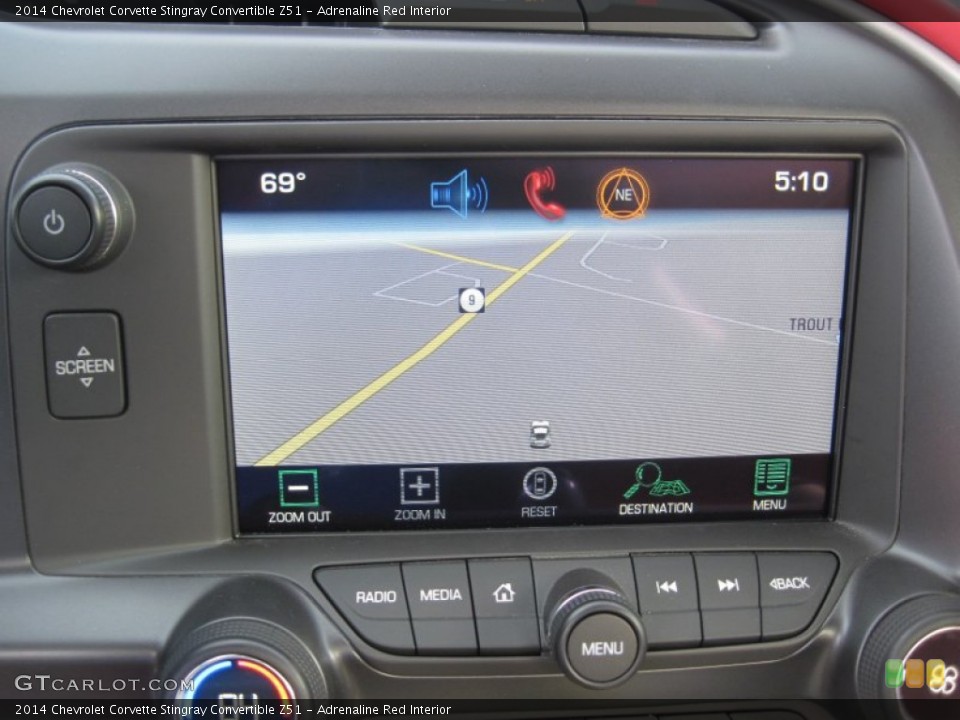 Adrenaline Red Interior Navigation for the 2014 Chevrolet Corvette Stingray Convertible Z51 #103058217