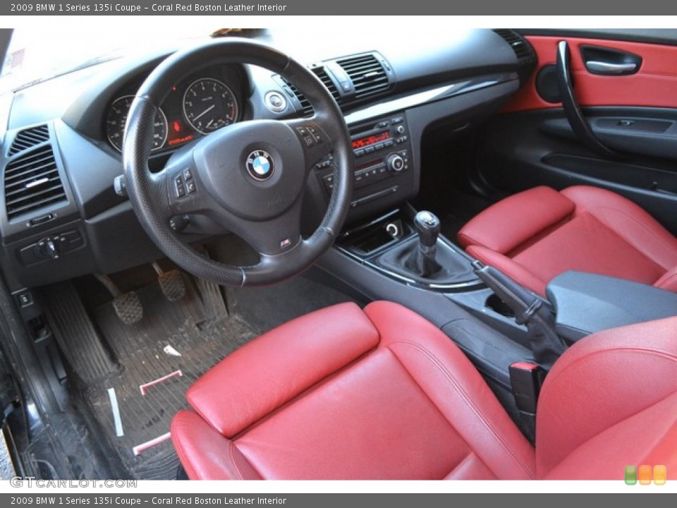 Coral Red Boston Leather Interior Photo for the 2009 BMW 1 Series 135i Coupe #103114799