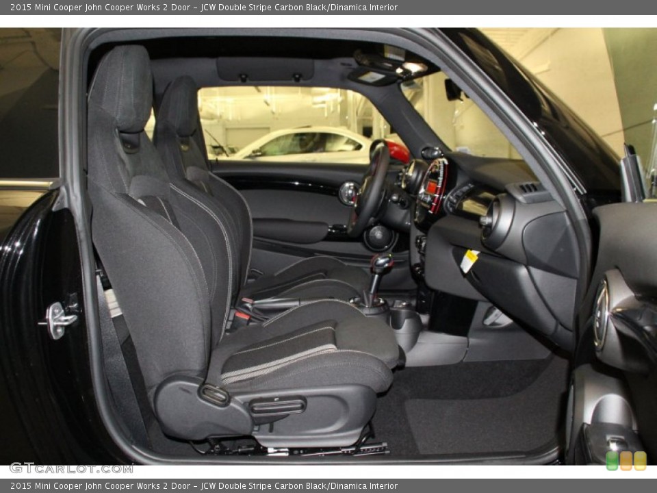 JCW Double Stripe Carbon Black/Dinamica Interior Front Seat for the 2015 Mini Cooper John Cooper Works 2 Door #103165884