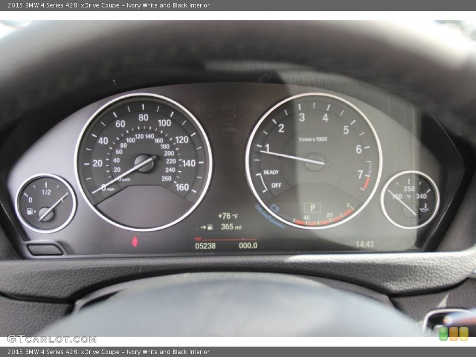 Ivory White and Black Interior Gauges for the 2015 BMW 4 Series 428i xDrive Coupe #103172114