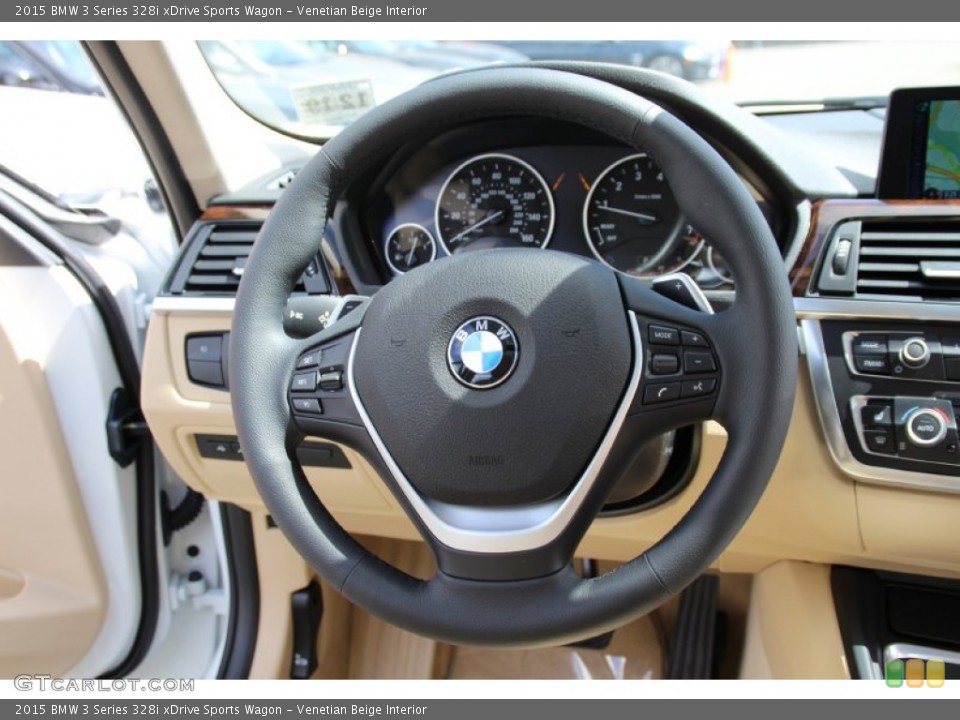 Venetian Beige Interior Steering Wheel for the 2015 BMW 3 Series 328i xDrive Sports Wagon #103172801