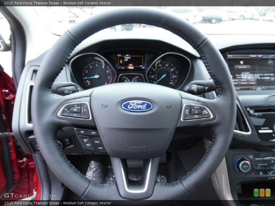 Medium Soft Ceramic Interior Steering Wheel for the 2015 Ford Focus Titanium Sedan #103194346