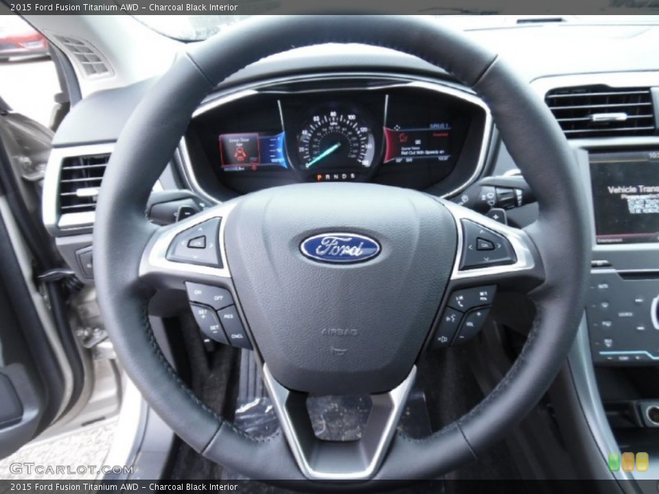 Charcoal Black Interior Steering Wheel for the 2015 Ford Fusion Titanium AWD #103194790