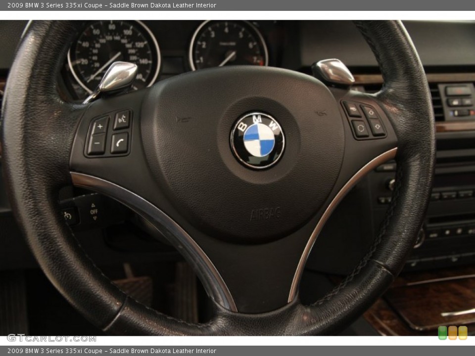 Saddle Brown Dakota Leather Interior Steering Wheel for the 2009 BMW 3 Series 335xi Coupe #103225300