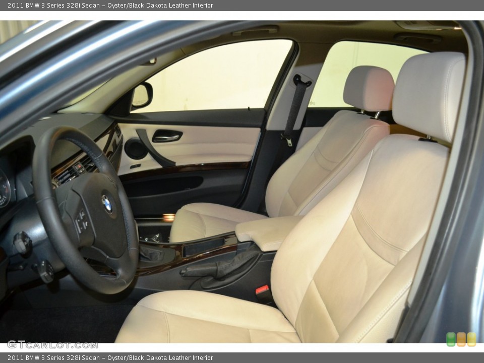 Oyster/Black Dakota Leather Interior Front Seat for the 2011 BMW 3 Series 328i Sedan #103229230
