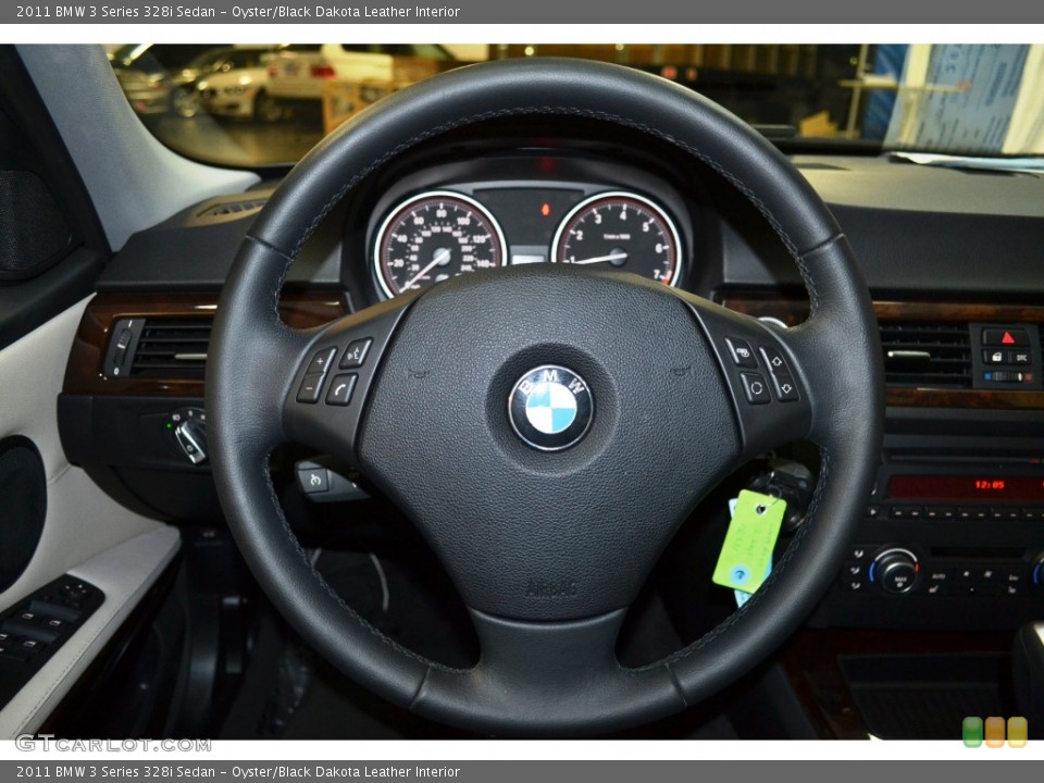 Oyster/Black Dakota Leather Interior Steering Wheel for the 2011 BMW 3 Series 328i Sedan #103229806
