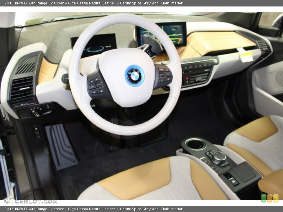 Giga Cassia Natural Leather & Carum Spice Grey Wool Cloth Interior Prime Interior for the 2015 BMW i3 with Range Extender #103231459