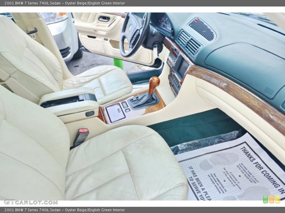 Oyster Beige/English Green Interior Front Seat for the 2001 BMW 7 Series 740iL Sedan #103270184