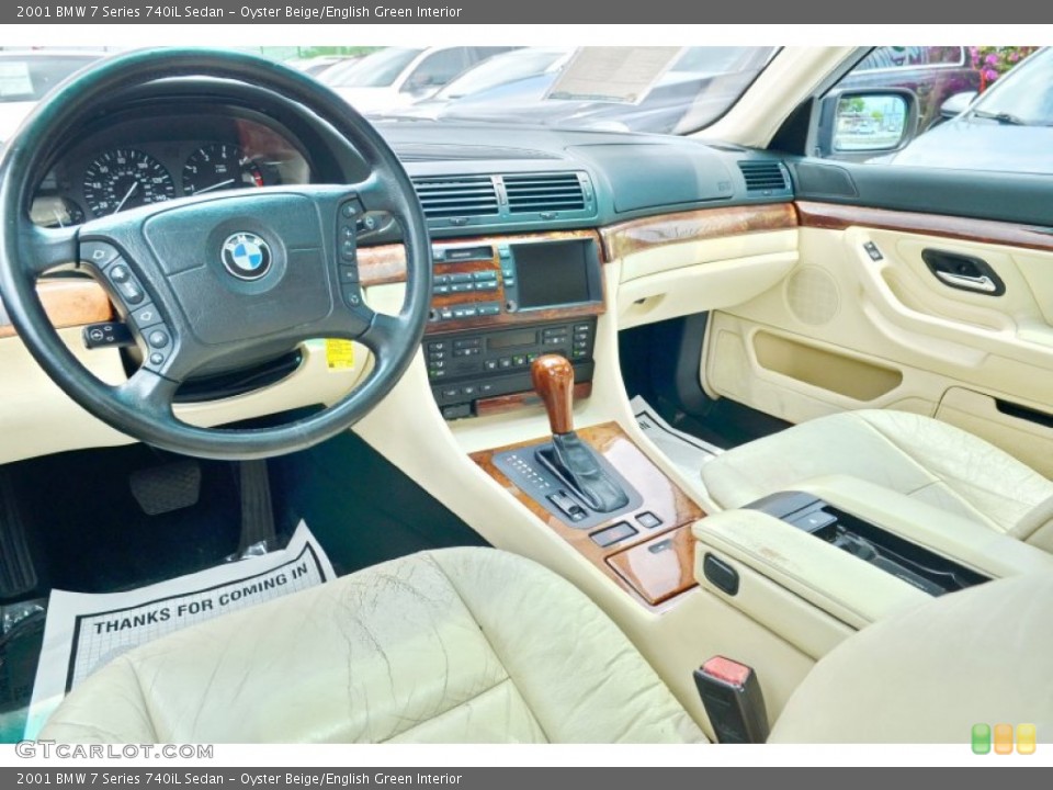Oyster Beige/English Green Interior Photo for the 2001 BMW 7 Series 740iL Sedan #103270232