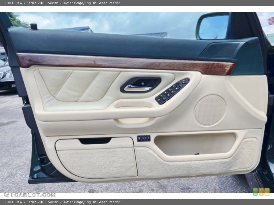 Oyster Beige/English Green Interior Door Panel for the 2001 BMW 7 Series 740iL Sedan #103270247