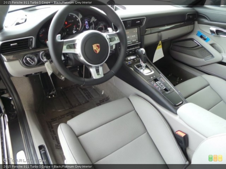 Black/Platinum Grey Interior Photo for the 2015 Porsche 911 Turbo S Coupe #103304779