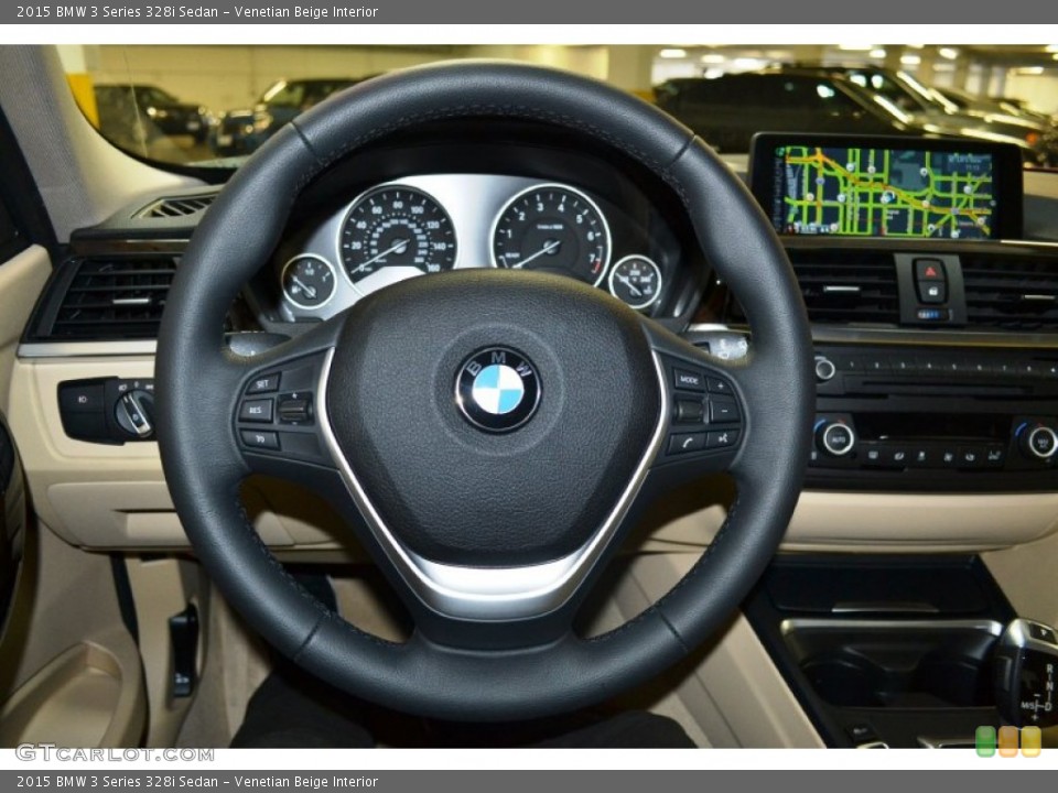 Venetian Beige Interior Steering Wheel for the 2015 BMW 3 Series 328i Sedan #103319062