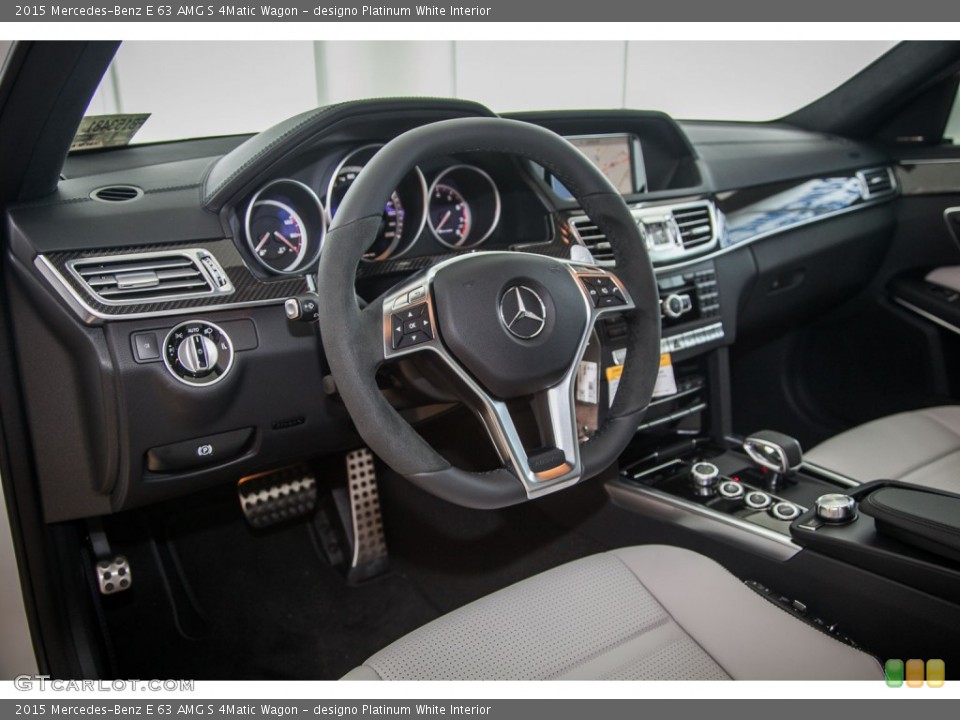 designo Platinum White Interior Photo for the 2015 Mercedes-Benz E 63 AMG S 4Matic Wagon #103331135