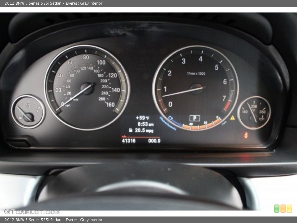 Everest Gray Interior Gauges for the 2012 BMW 5 Series 535i Sedan #103356287