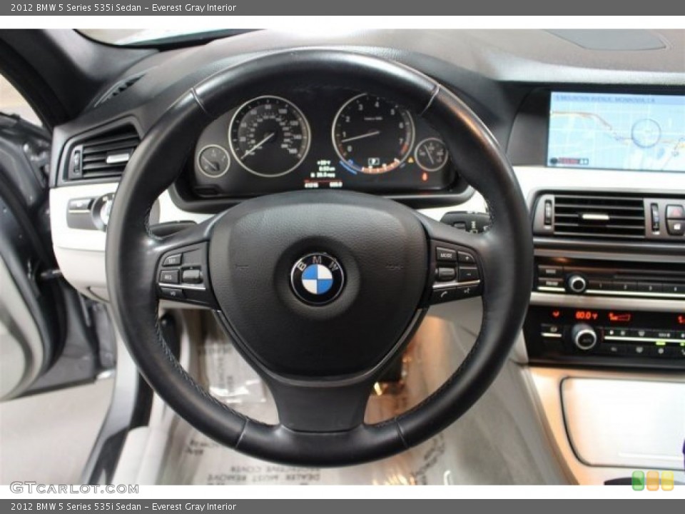 Everest Gray Interior Steering Wheel for the 2012 BMW 5 Series 535i Sedan #103356314